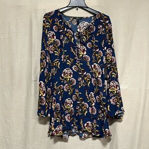 Forever 21 |Navy Floral Boho Bell Sleeve Mini Dress Size M /NWT‎ / Box 5-6
